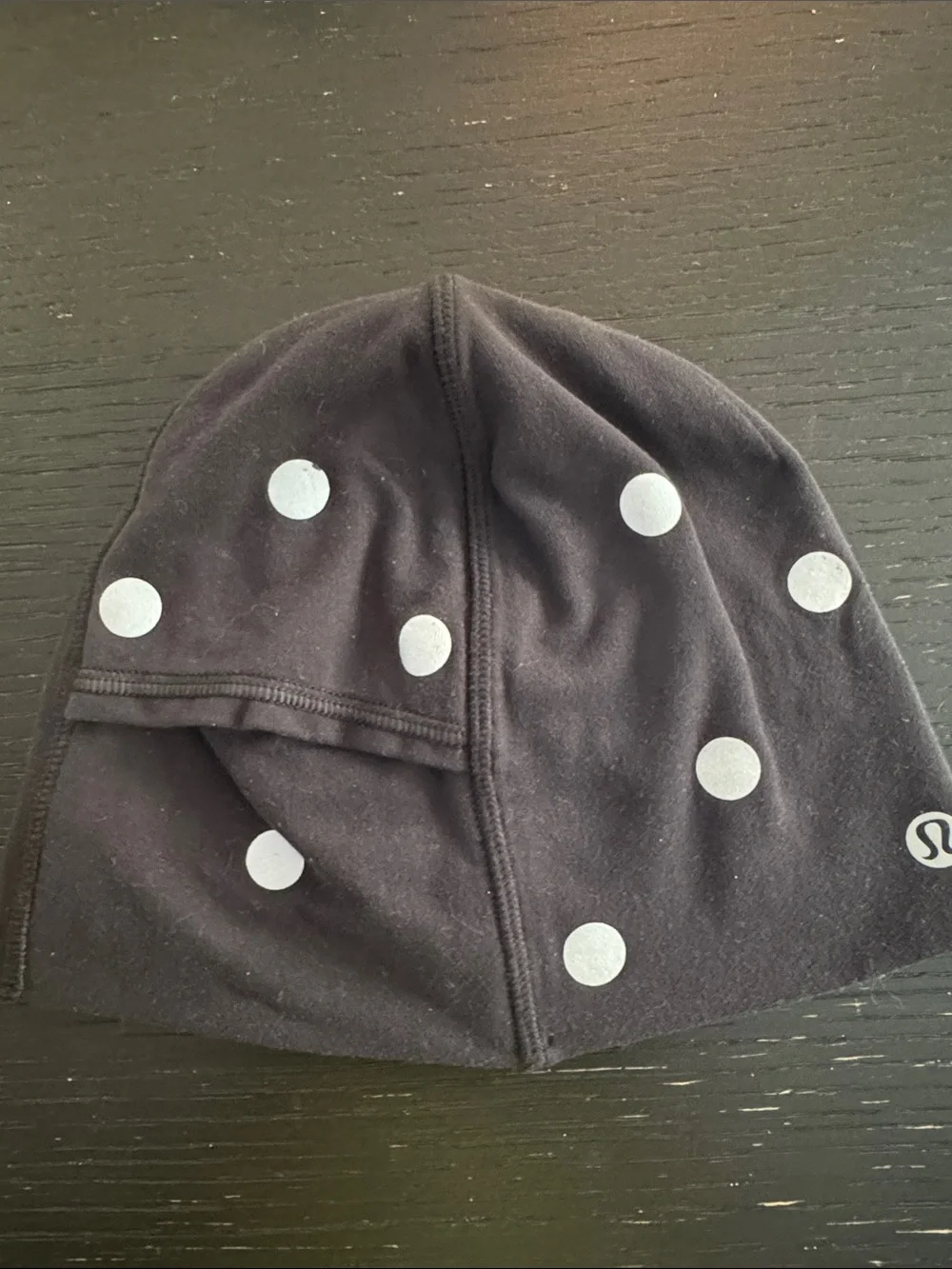 Lululemon athletica black silver reflective dot stretch jersey ponytail hole cap